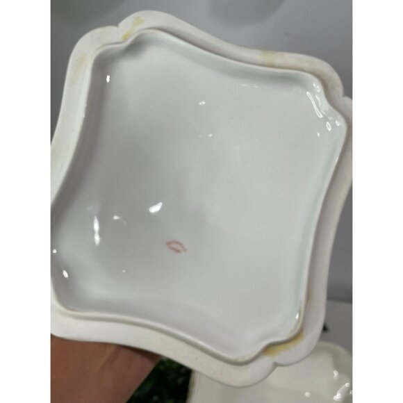 Antique H&C Limoges France Porcelain Covered Vegetable Tureen Dish Floral Design - Picture 8 of 16